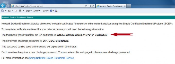 The NDES Admin Enrollment Page